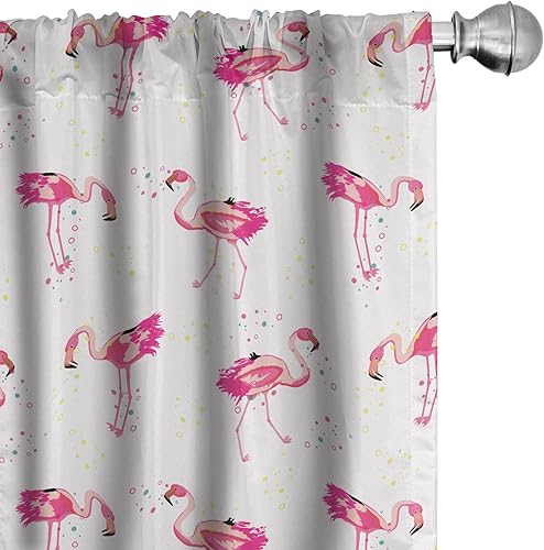 Miniatura 27 de Ambesonne - Cortinas de ventana de los 90, tema de los 90 con dispositivos de casa de estilo antiguo, patines en línea, zapatos de baile divertidos,