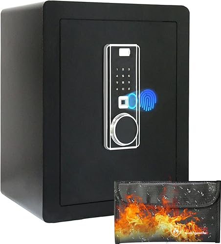 Miniatura 9 de Caja de seguridad ignífuga de 2 cubos, caja de gabinete con huella digital, caja de seguridad para el hogar con teclado electrónico táctil, caja