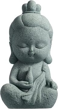 Small Guan Yin Statue - Handmade Stone Baby Quan Yin Figurine, Kwan Yin