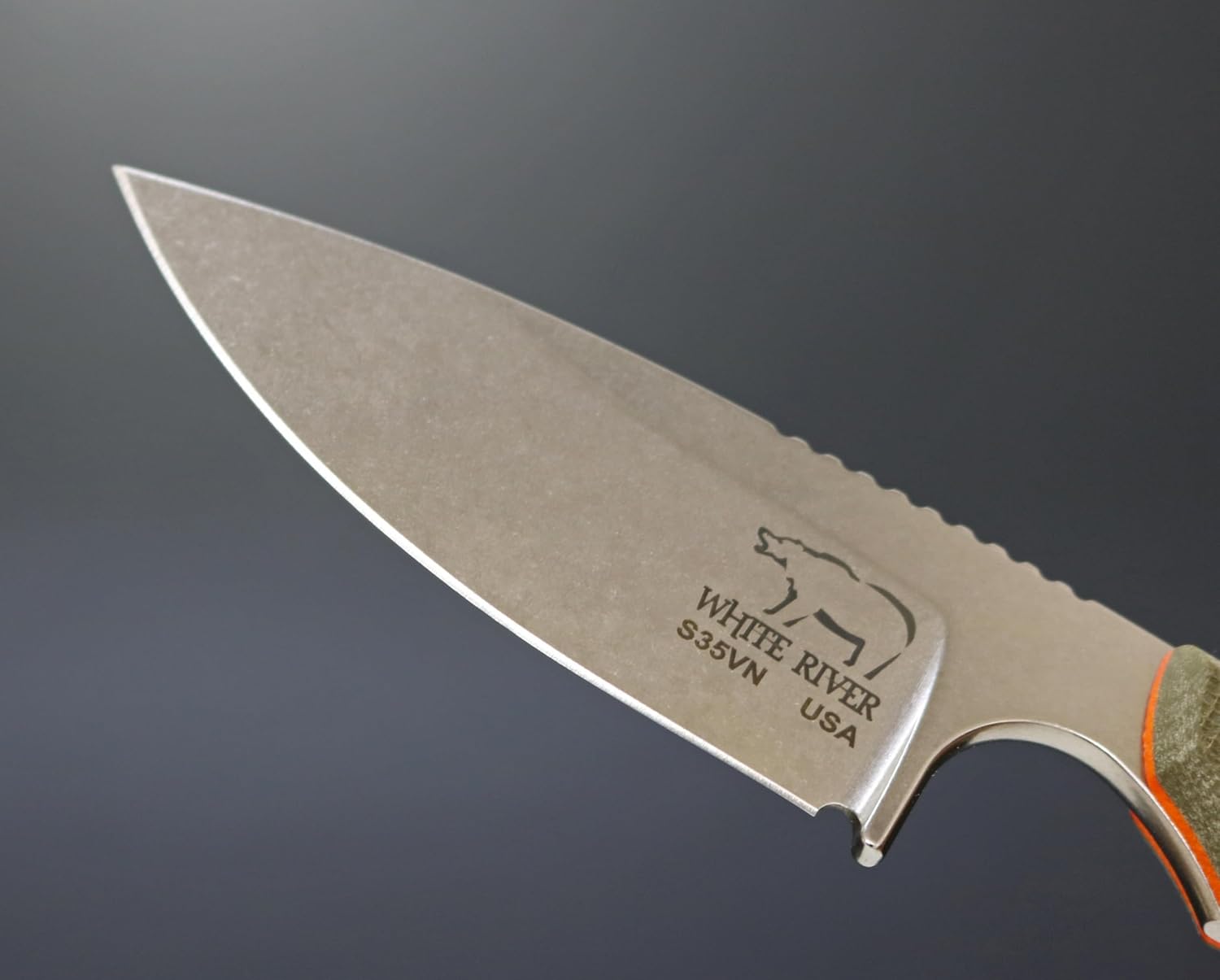 WhiteRiver Model 1 Pro Green/Orange Textured G10 Handle WRM1-TGO