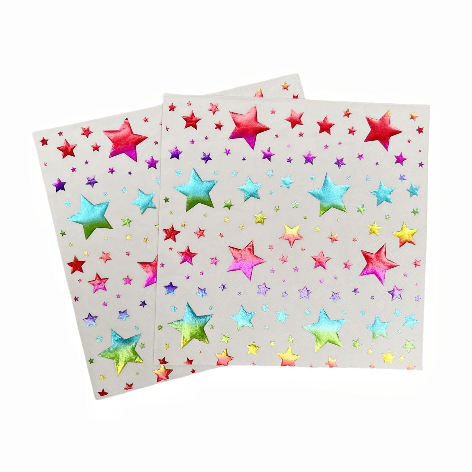 Servilletas Papel Estrellas Coloridas Servilletas Decoupage Decoradas Papel Higienico Desechables Toilet Paper Cumpleaños Cocktail 2 Capas Paper Towels Bodas Fiesta Jardín 30 Paquetes(33x33cm）