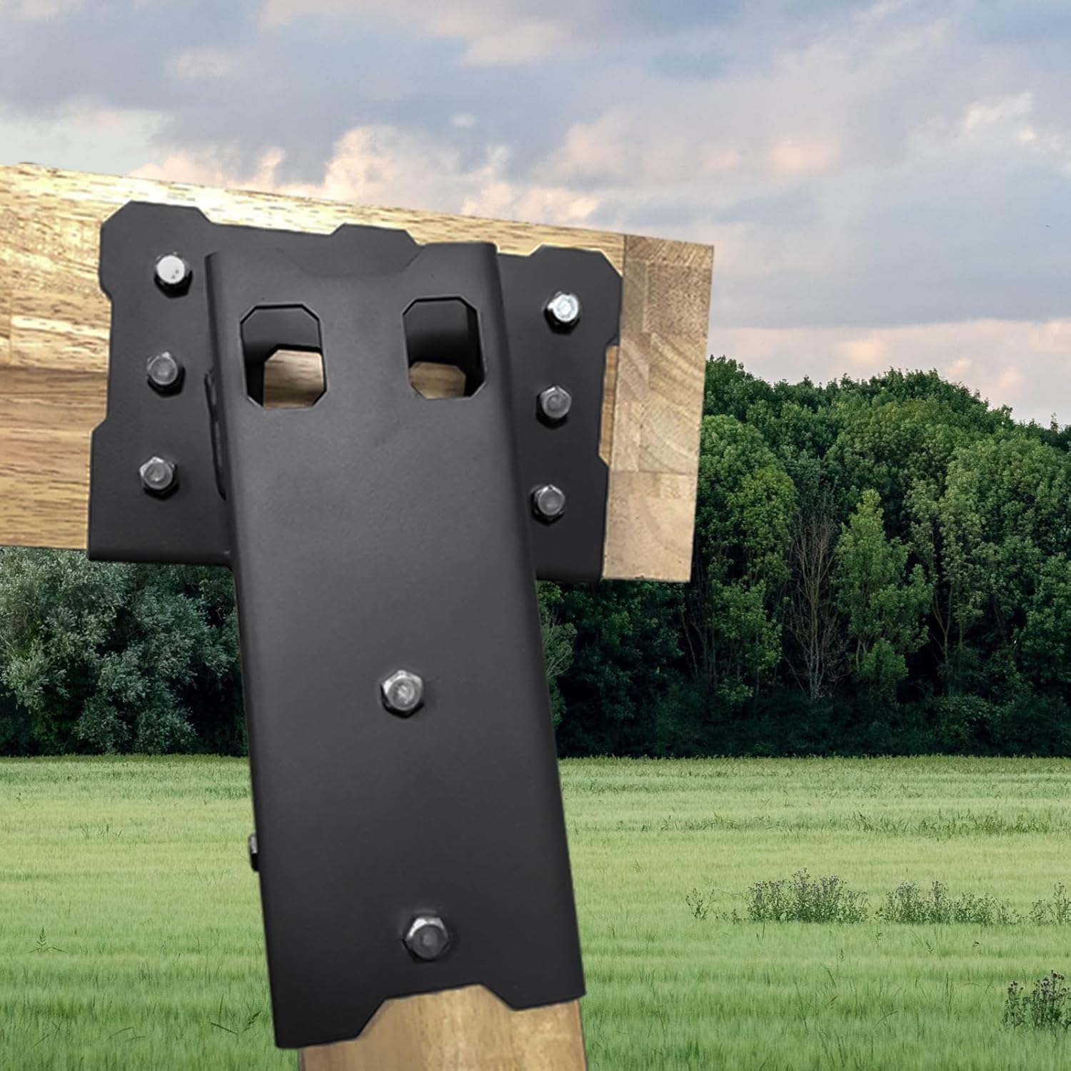 Highwild Platform Brackets Multi-Use 4x4 Compound Angle Brackets for Deer Stand, Hunting Blinds, Observation Decks & Outdoor Platforms - Set of 4 - Black.