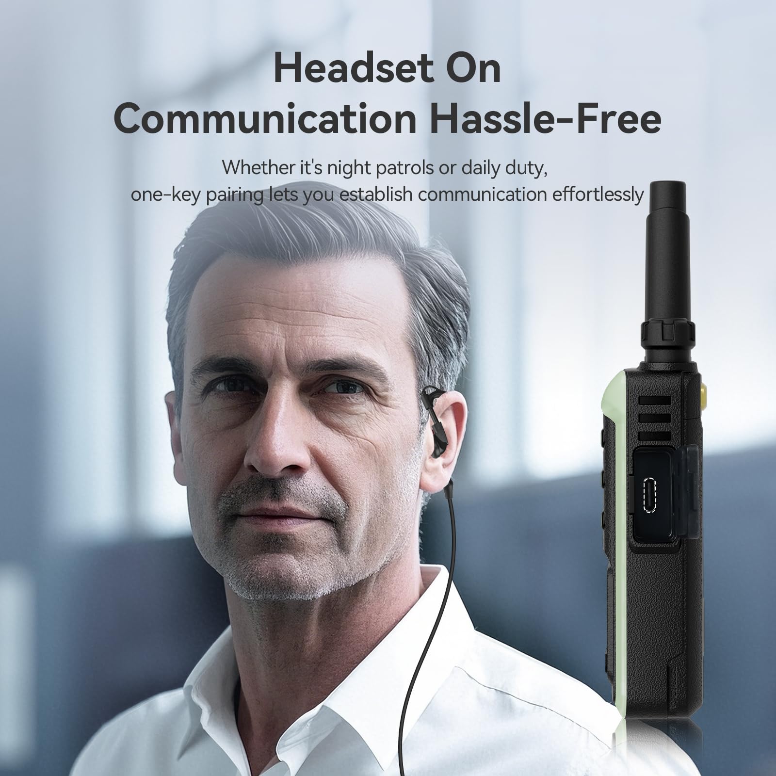 Retevis RB666S Walkie Talkie Professionale, Radio Bidirezionale con Ricarica Rapida Type-C, Audio ad Alta Definizione, Schermo LCD, Portatile, VOX e Auricolari per Uffici (Nero, 2 Coppie)