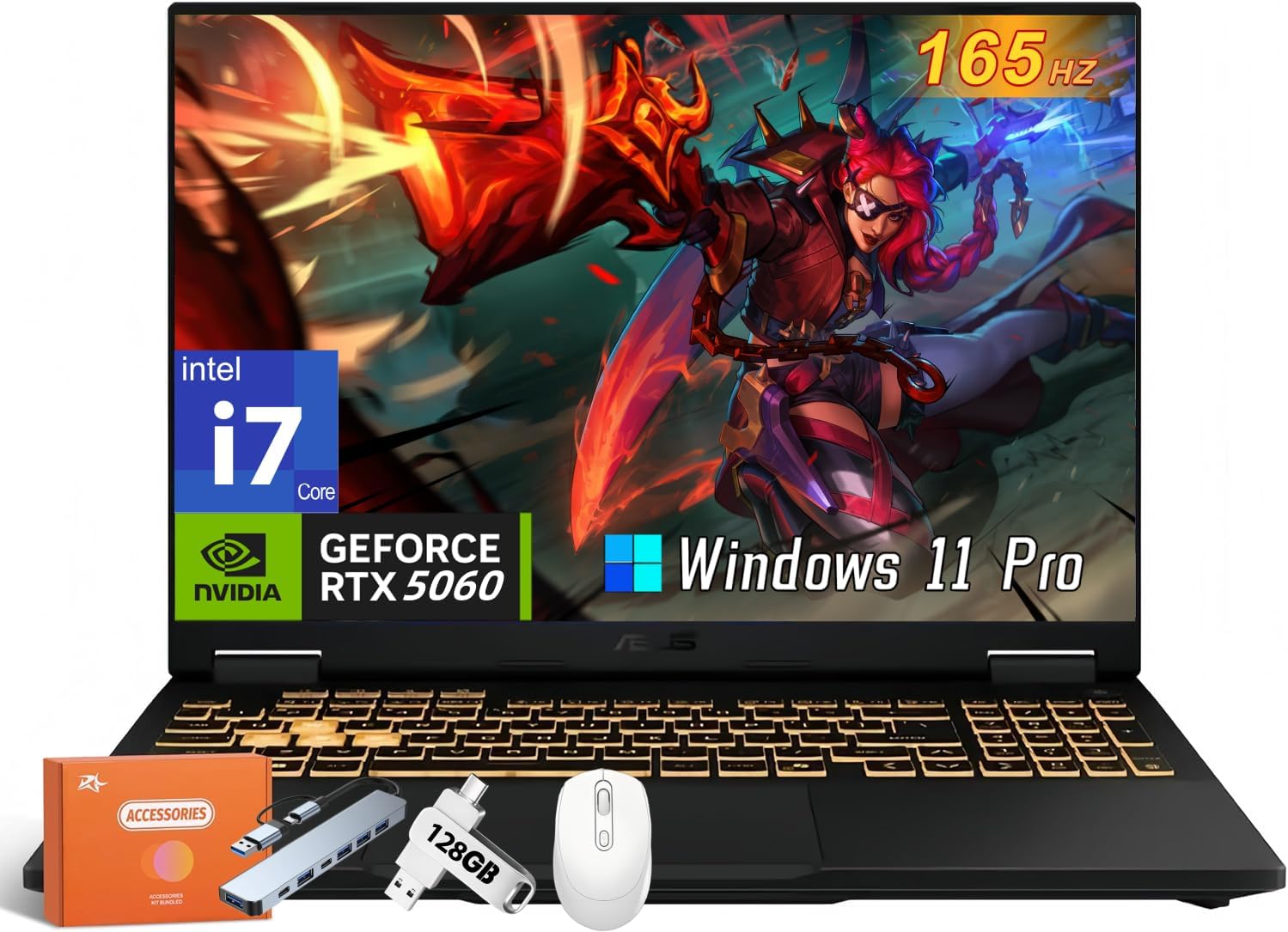 ASUS TUF 2025 Gaming F16 Gaming Laptop, 16” FHD+ 165Hz 16:10 Display, Intel 14th Core i7-14650HX, NVIDIA RTX 5060 GDDR7 GPU, 64 GB DDR5, 2 TB SSD, Backlit Keyboard, Windows 11 Pro, w/Accessories