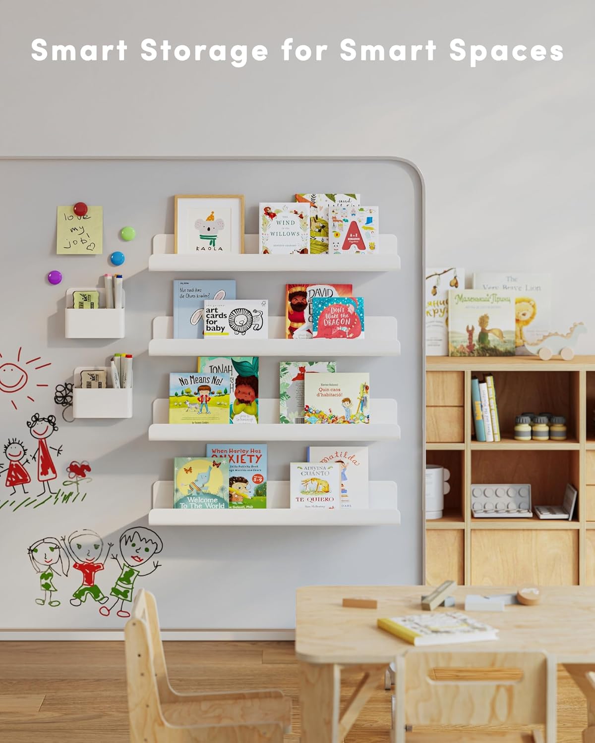 Magnetic Book Shelf, Magnetic Shelf for White Board, Magnetic Shelves for Classroom with Pen Holder