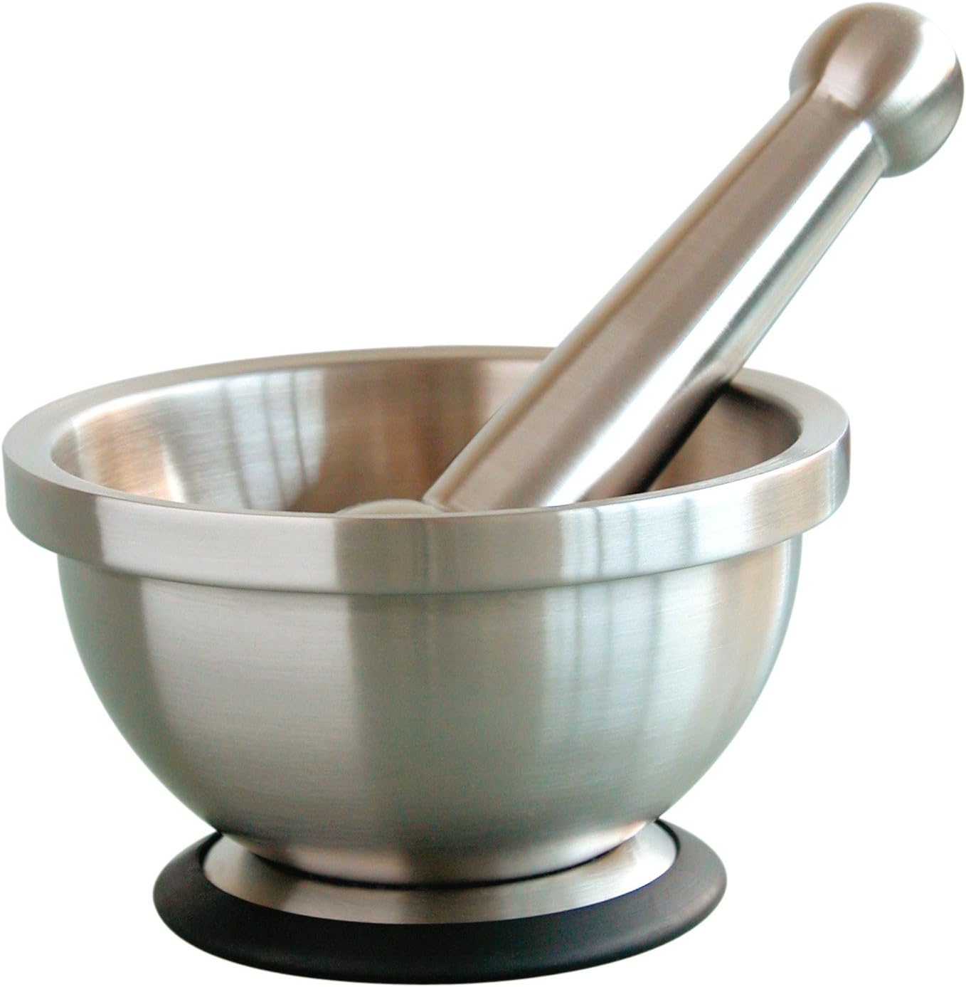 Mortar and Pestle Set - Stainless Steel Herb and Spice Grinder Has A Rubber Base To Prevent Slipping - Easy To Clean And Dishwasher Safe - By Mastrad