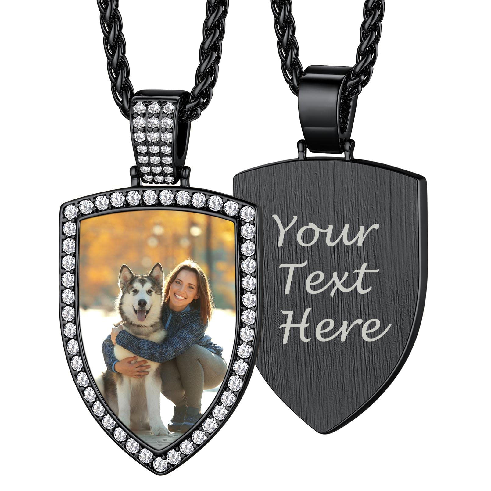 Custom4U Picture Necklace Personalized Photo Circle Chain for Men Women