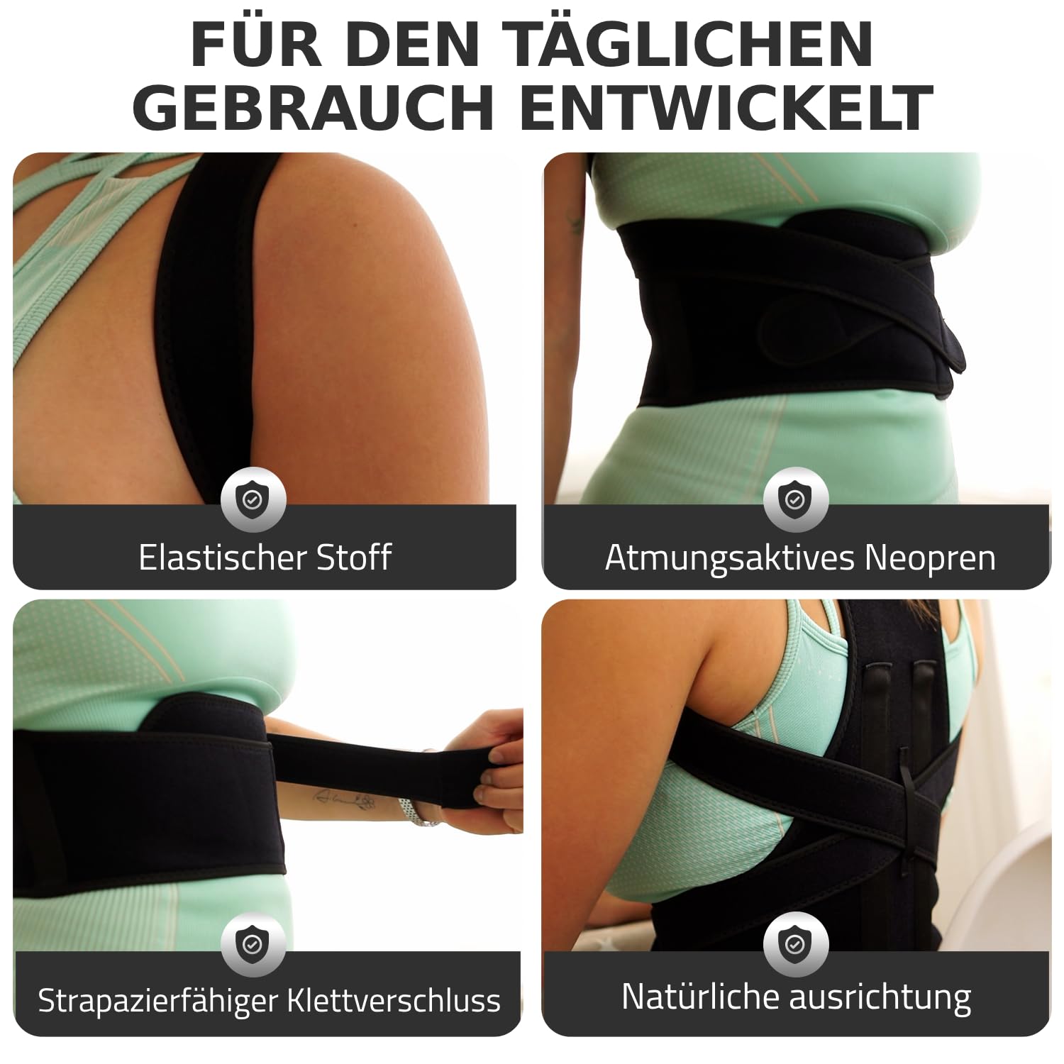 Roar® Haltungstrainer Damen Herren – Rückengurt Haltung, Geradehalter Rücken, Hohlkreuz Korrektur, Körperhaltung Korrektur – Haltungskorrektur