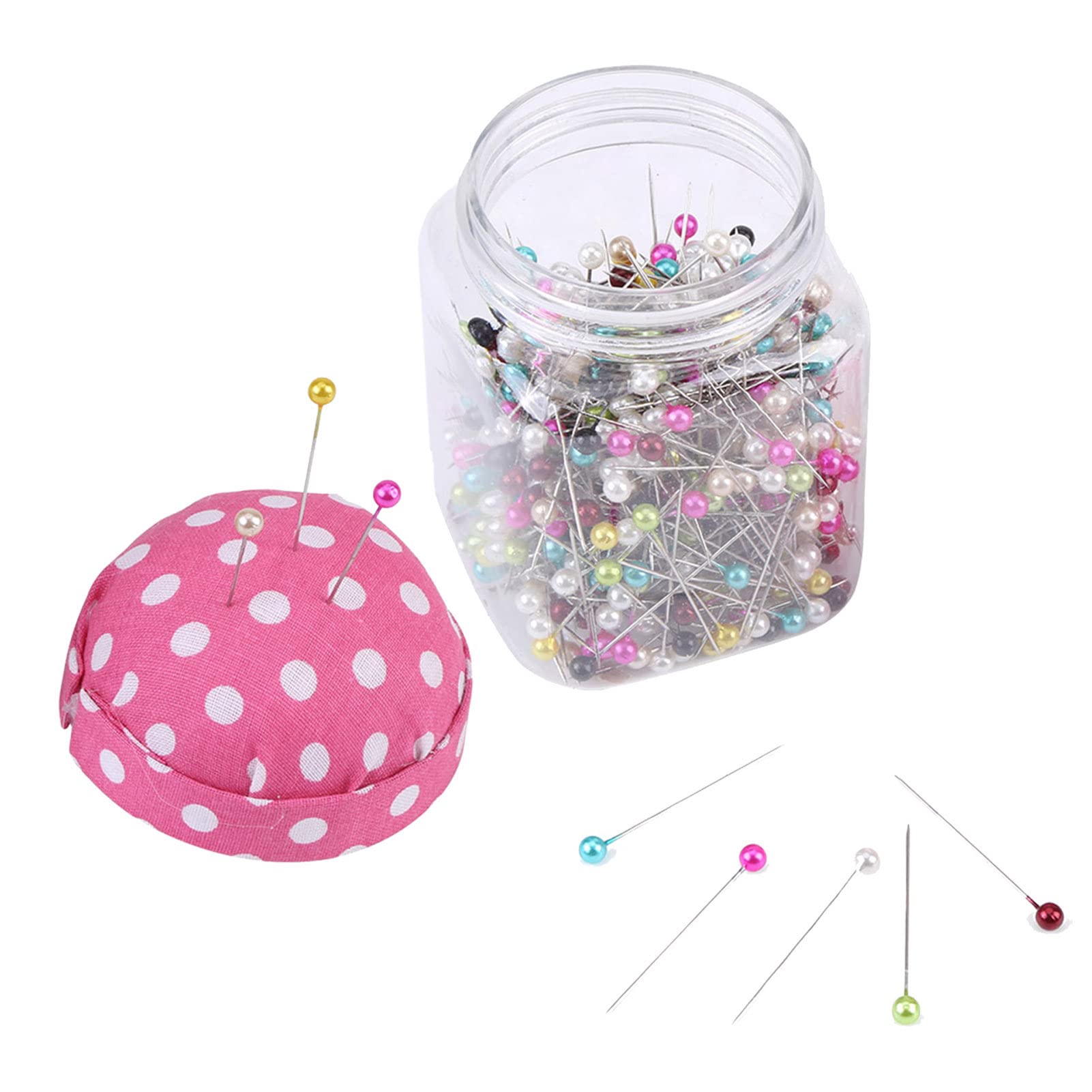 500 Pcs Sewing Pins Straight Beads Needles, Quilting Pins Pins Head Pins with Box, Colorful Round Pearl Head Dressmaking Quilting Pins for Crafts Sewing Decorations
