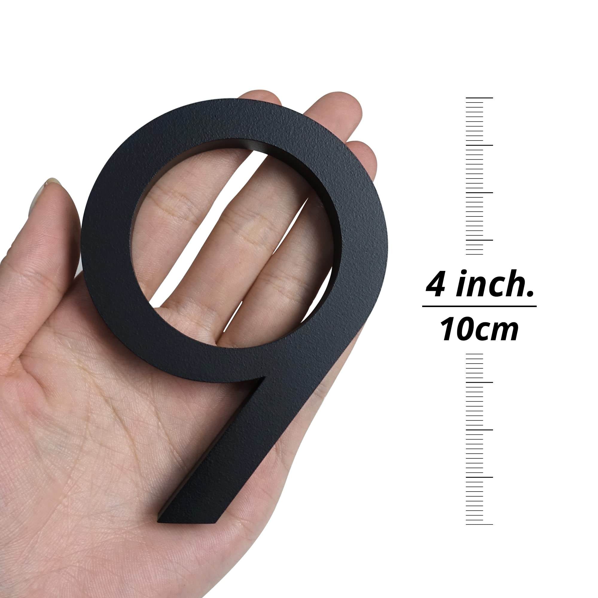 HASWARE Número de casa flotante de 4 pulgadas (10 cm) Números de puerta con estilo Placa del alfabeto Números de dirección de casa de la calle (Pequeño 2, Negro)