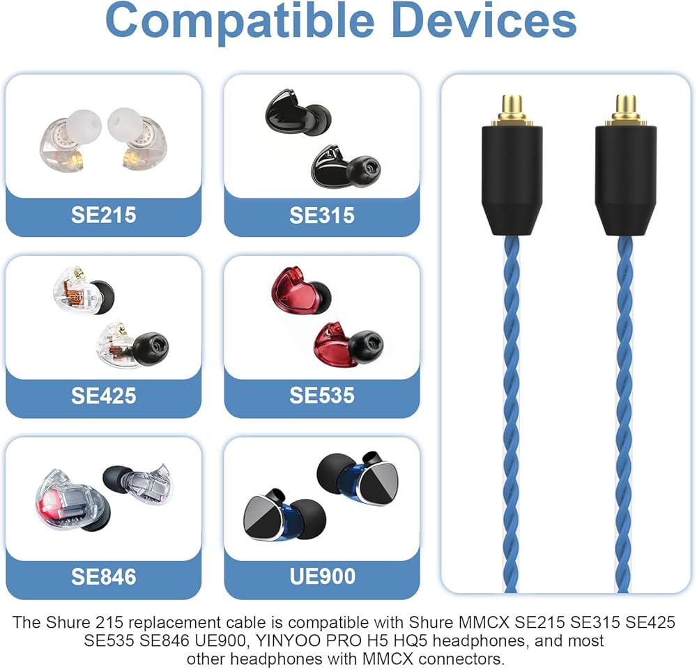 Amazon.com: SE215 Cable Compatible with Shure SE215, SE315, SE425