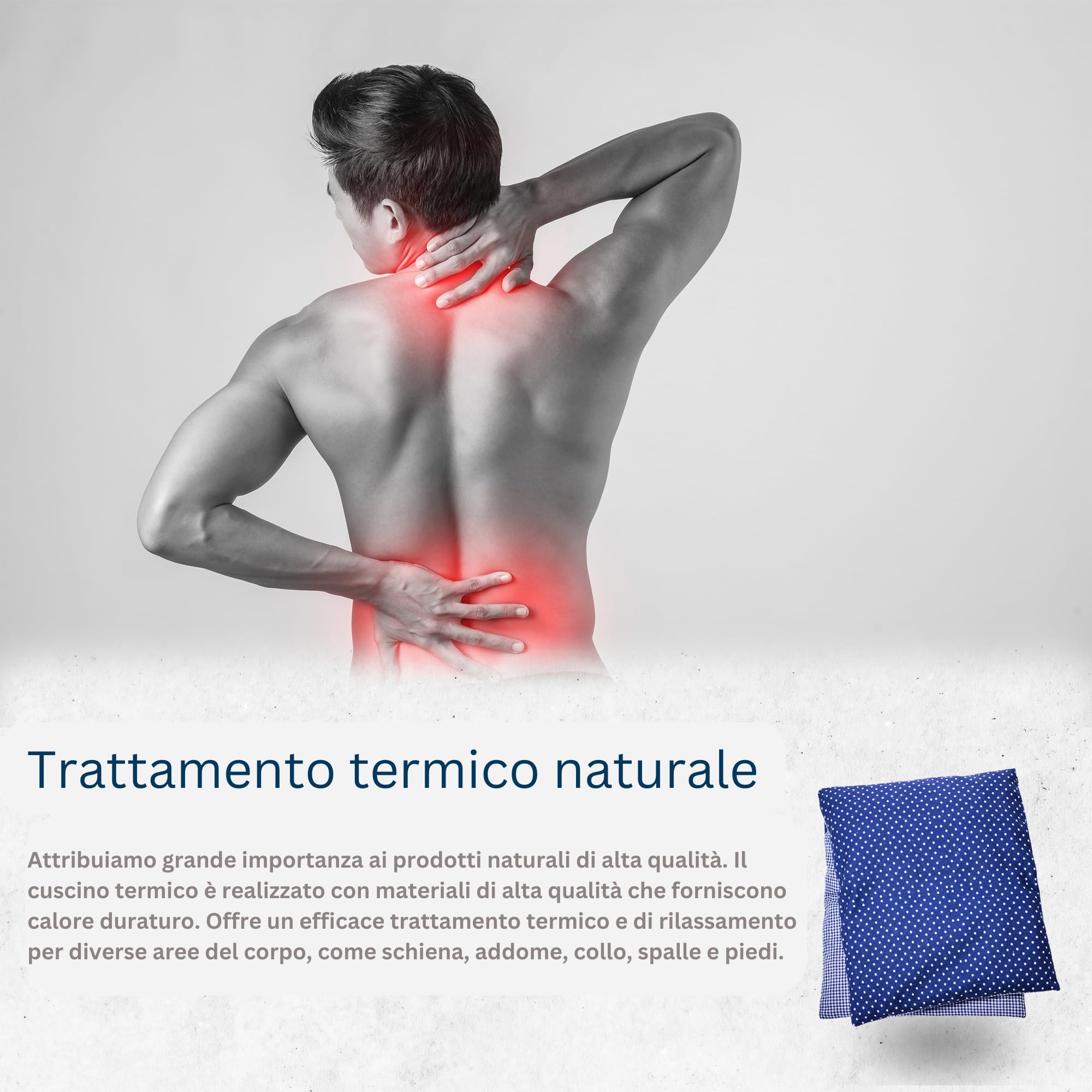 IEA Medical– Cuscino di grano 20 x 53 cm| cuscino termico | cuscino cervicale riscaldante | cuscino riscaldante | cuscino termico microonde