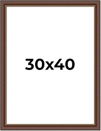 Miniatura 1 de Marco de 30 x 40 pulgadas, marco de fotos de madera maciza de cobre con cuentas marrones de 2 pulgadas de ancho  Profundidad del marco interior de