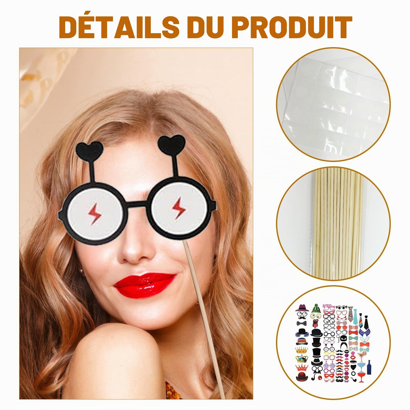 146 pièces Accessoires de décoration pour boîte photo de fête, Accessoires de décoration pour boîte photo de fête, Accessoires pour cabine photo - Accessoires de fête pour mariage, Halloween, Noël