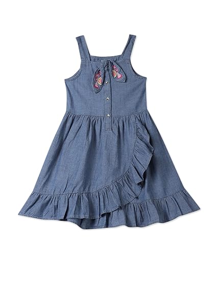 CHEROKEE KIDS Girls Cotton Sleeve Less Regular Dress Knee-Length