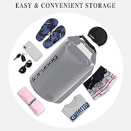 IDRYBAG Dry Bag for Kayaking Waterproof 2L/5L/10L/15L/20L, Small Dry Sack Waterproof Bag for Boating