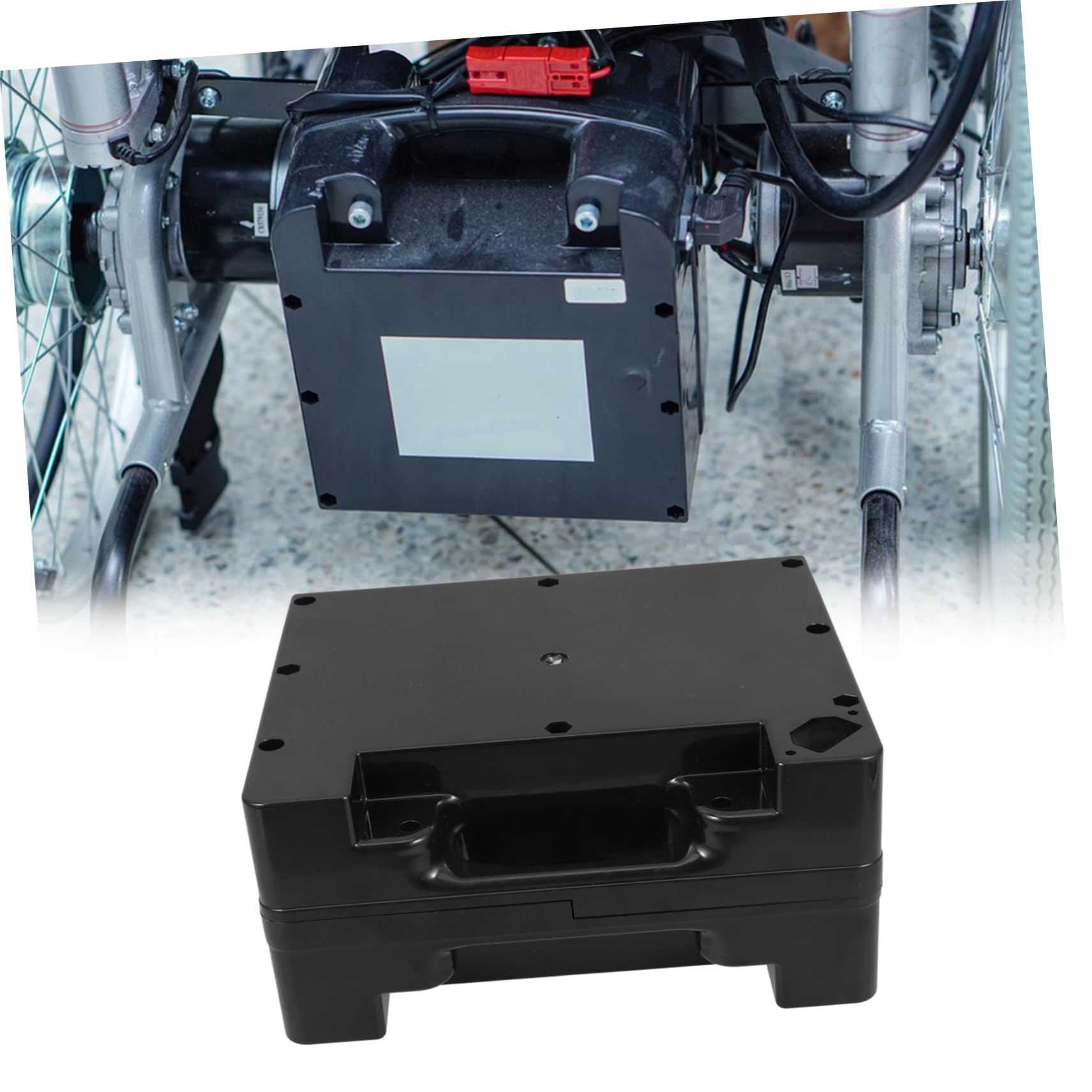 Gatuida Aufbewahrungsbox für Elektrorollstuhl Akkus Batterieträgerbox aus Kunststoff für 2x 12v12ah Batterien Langlebige Batteriekasten Schutz für Rollstuhl Batterien
