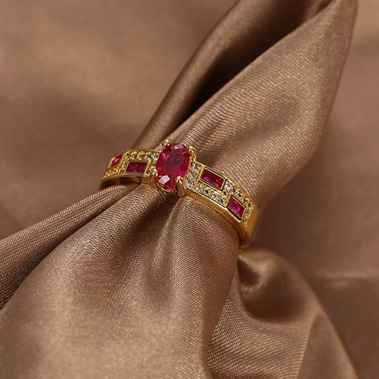 Anillo de oro amarillo 750 de 18 quilates, elegante, vintage