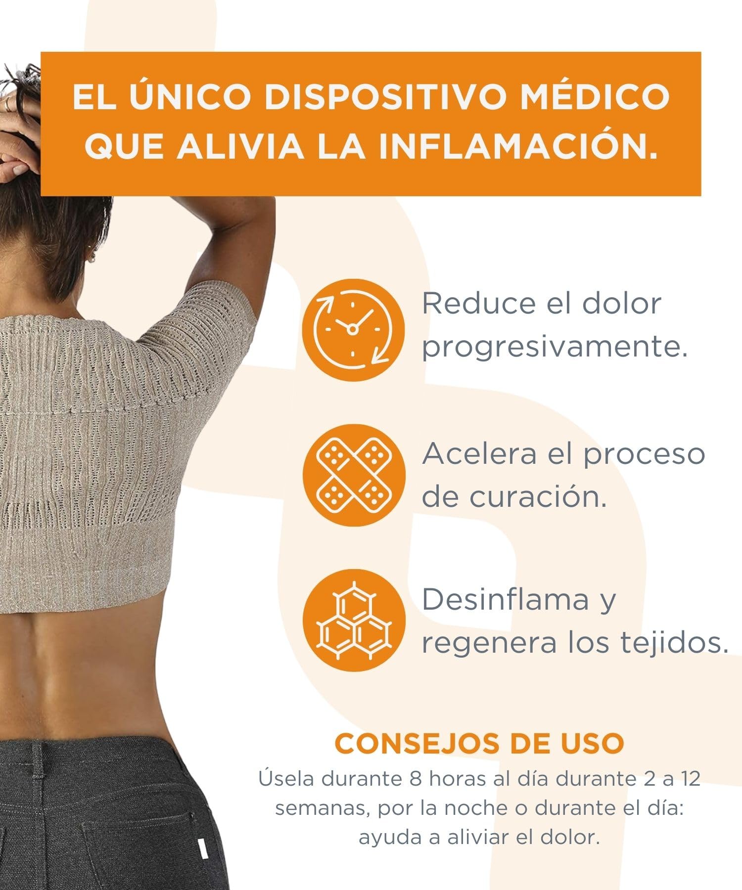 Spikenergy Corrector Postura Espalda Electro Magnetoterapia - Espalda Recta, Cervicales y Cuello, Dispositivo Médico Deducible - Made in Italy, Beige M