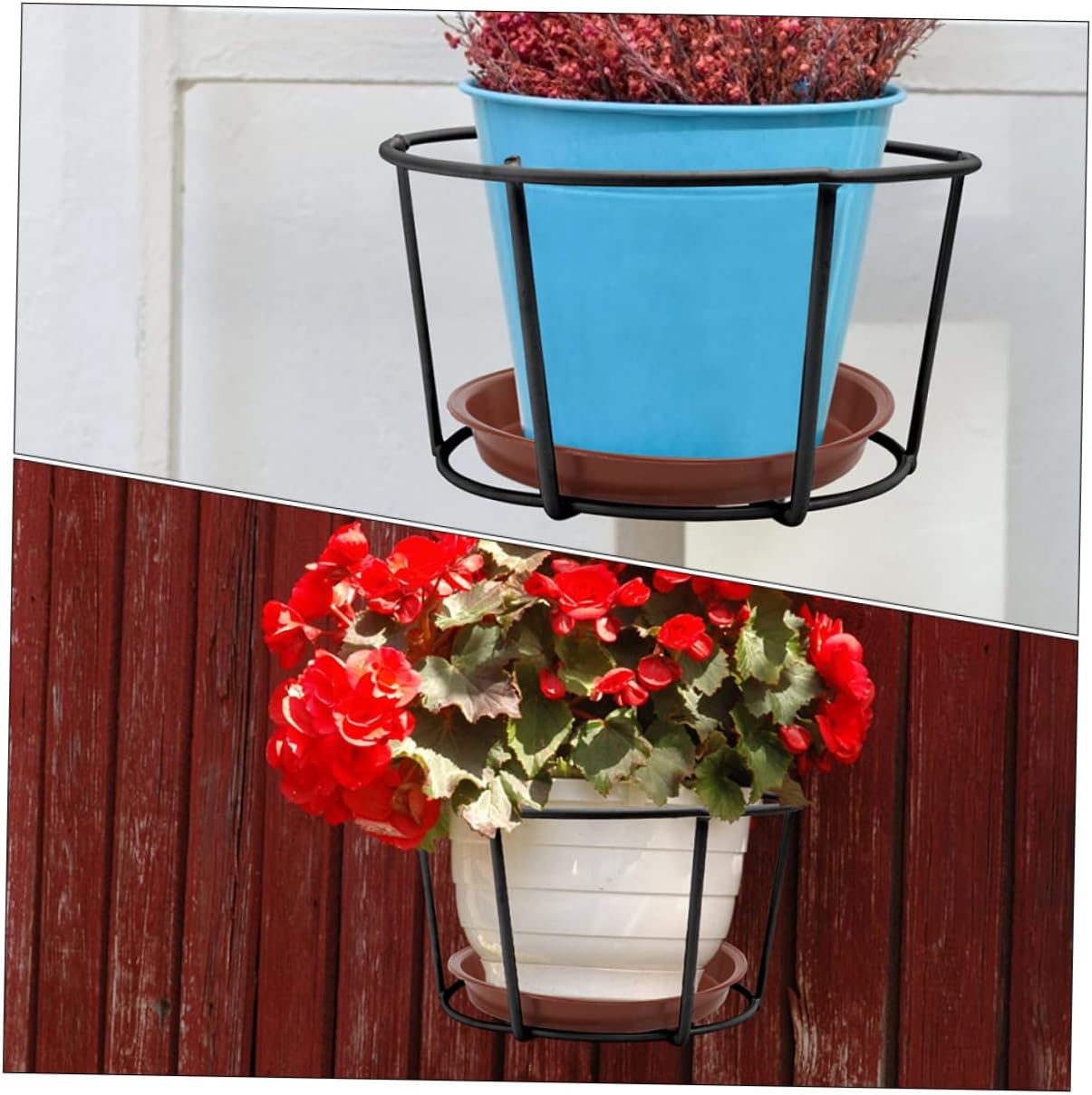 Toyvian 3sets Iron Flowerpot Racks Hanging Holders for Balcony and Windowsill Plant Stands for Flower Resistant Design