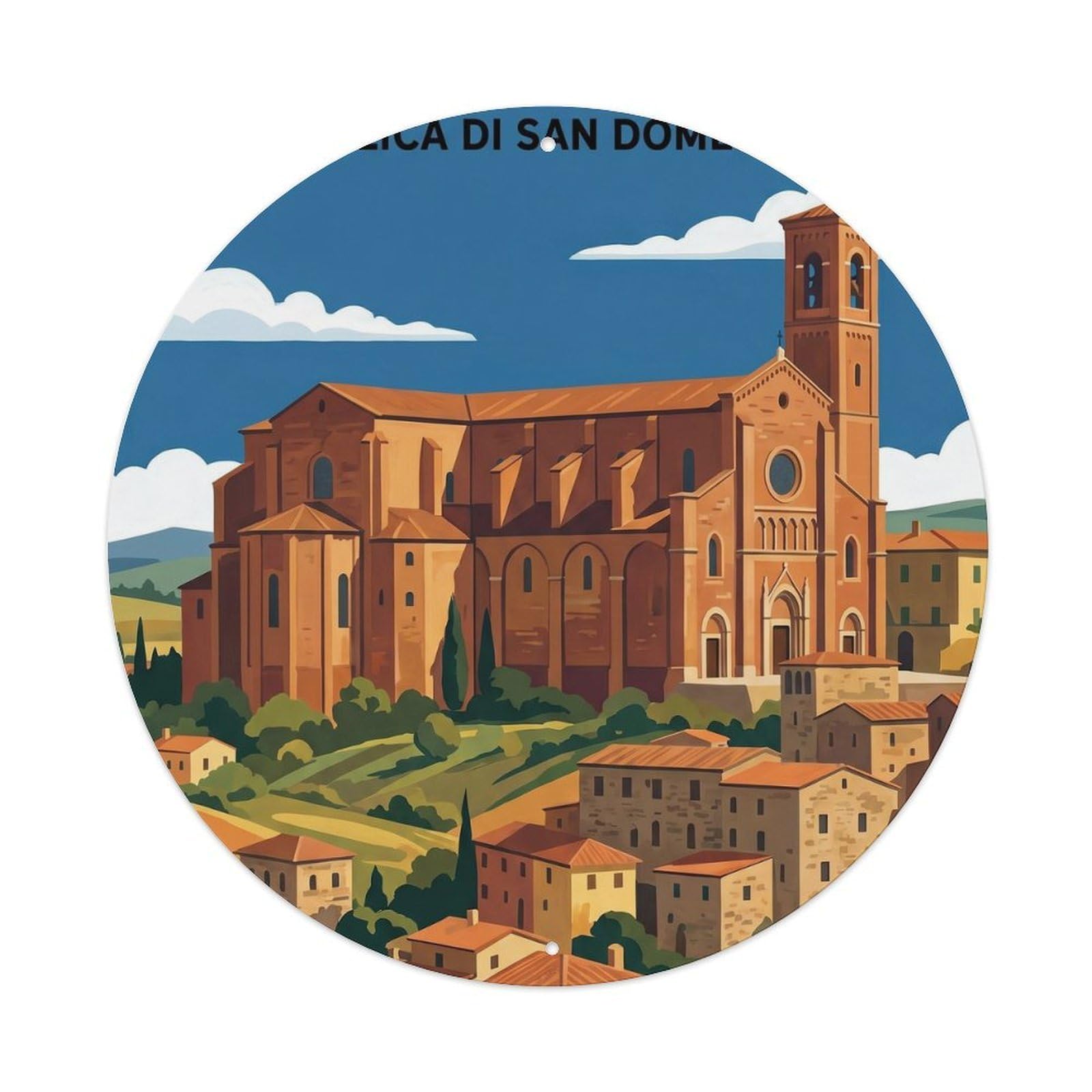 Vintage Travel Siena Italy Gouache Metal Tin Sign