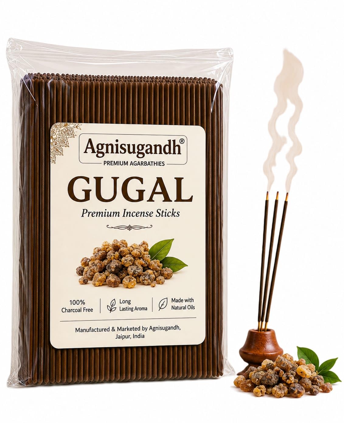 Premium Agarbathies Incense Sticks, Lavender, Mogra, Rose & Sandalwood Incense Sticks | Charcoal Free Agarbatti for Puja & Home Fragrance (1 kg, Guggal)-picture-28