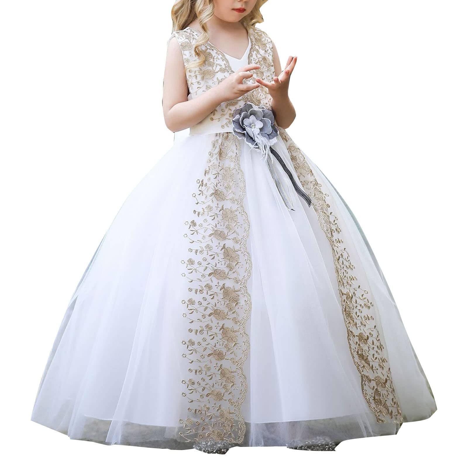 Vestido de niña princesa vestido sin mangas vestido largo vestido de niña de flores vestido de novia modelo pasarela piano traje niños pantalones niña, b, 11-12 Años