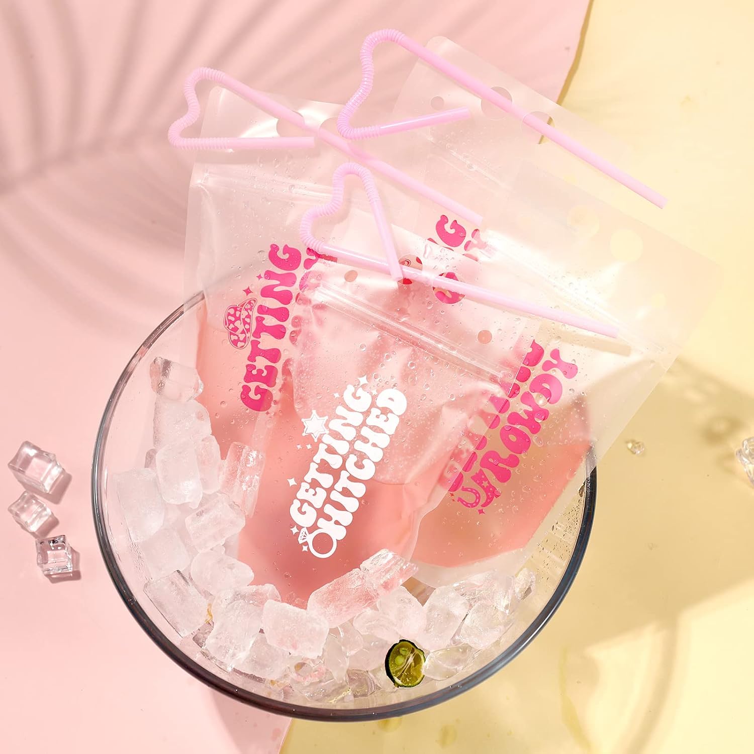Nefelibata Cowgirl Party Drink Pouches 16 PCS Getting Hitched Getting Rowdy Bachelorette Party Favors Drink Pouches with Straws for Adult Bride and Bridesmaid Wedding Gift