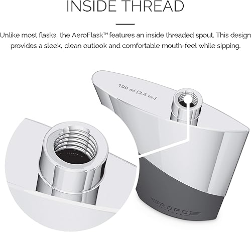 Miniatura 5 de Final Touch Aero Flask - Contenedor de licor de viaje, 3.4 onzas, 3.4 onzas, botella de mano con embudo integrado, diseño aerodinámico inspirado en