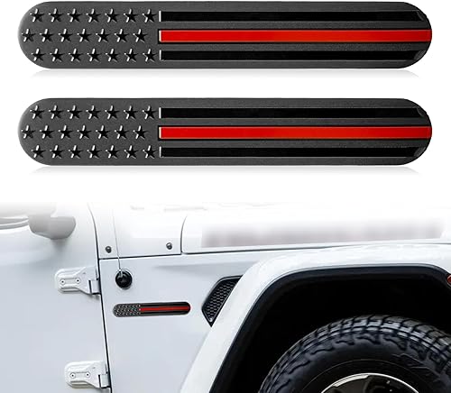 Miniatura 1 de 2 emblemas de guardabarros de metal de Estados Unidos con bandera de Estados Unidos 3D, calcomanías patrióticas de metal negro para automóvil, SUV,