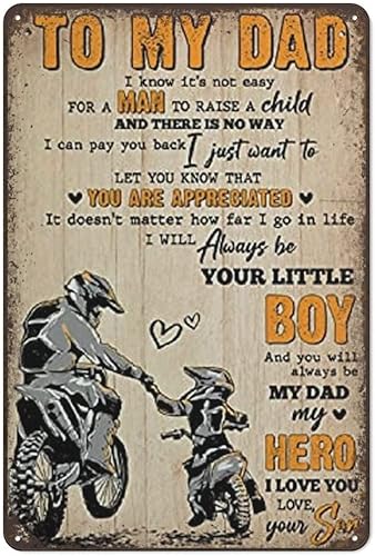 Lienzo artístico con texto en inglés To My Dad (To My Dad Dirt Bike Dad), póster para el Día del Padre, regalo de papá e hijo, decoración de pared