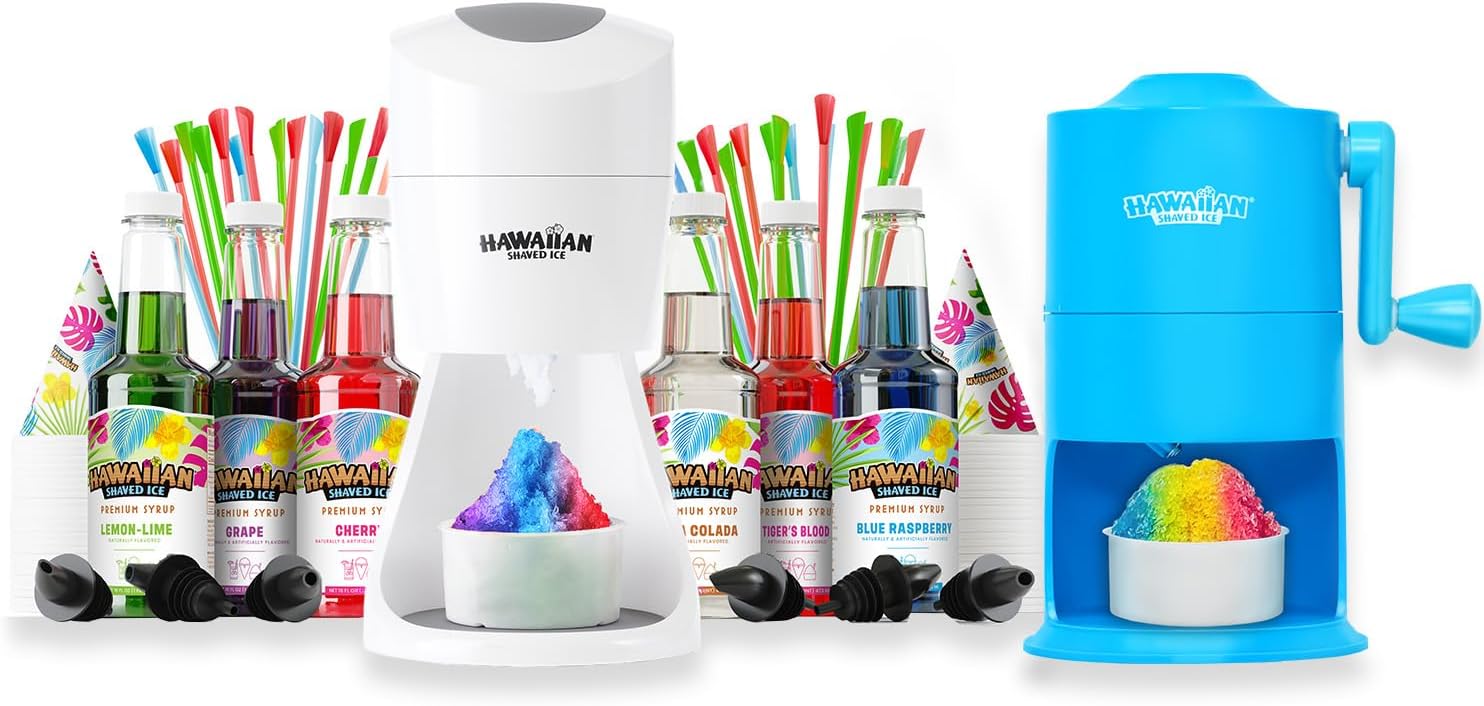 Hawaiian Shaved Ice S900A Snow Cone Machine Party Kit bundled with Hawaiian Shaved Ice Mini Snow Cone Machine - Portable Countertop Ice Shaver