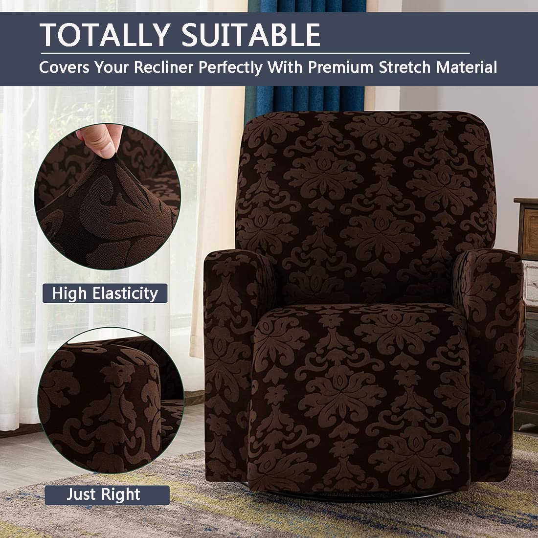 YOPOIY Stretch-Jacquard Relaxsessel Sesselbezug Anti-Rutsch-Soft-All-Inclusive Sesselschoner Massageliege-Schonbezüge für Wohnzimmer -Weinrot