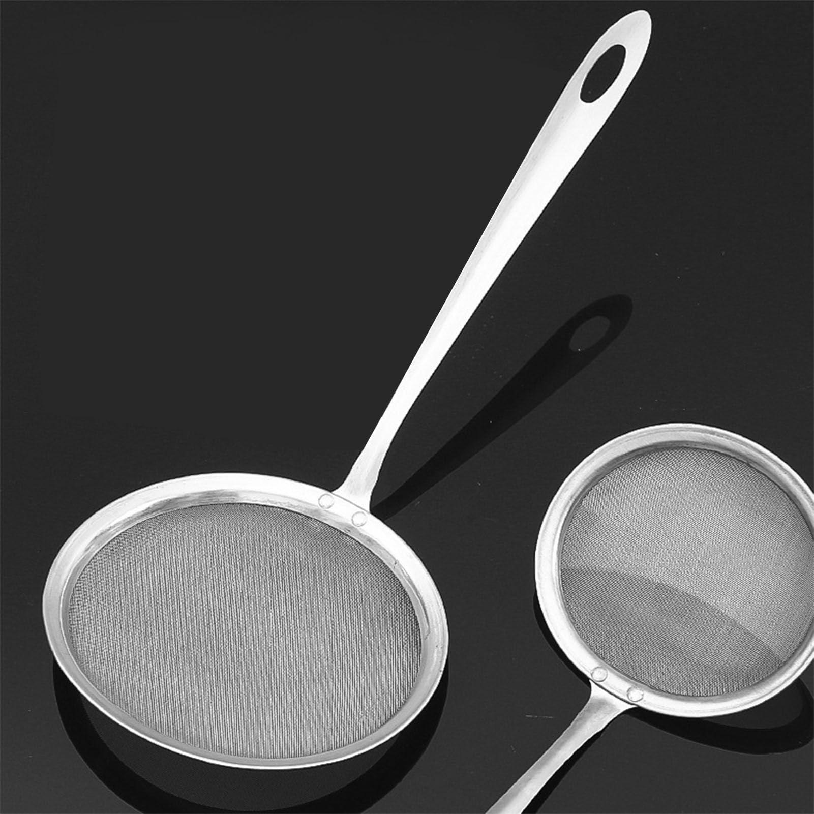 Set 3 Cucchiai Schiumarola In Acciaio Inox A Rete Fine – Misure 9,1 Cm, 11,2 Cm, 13 Cm – Per Cucina E Fritture - 2