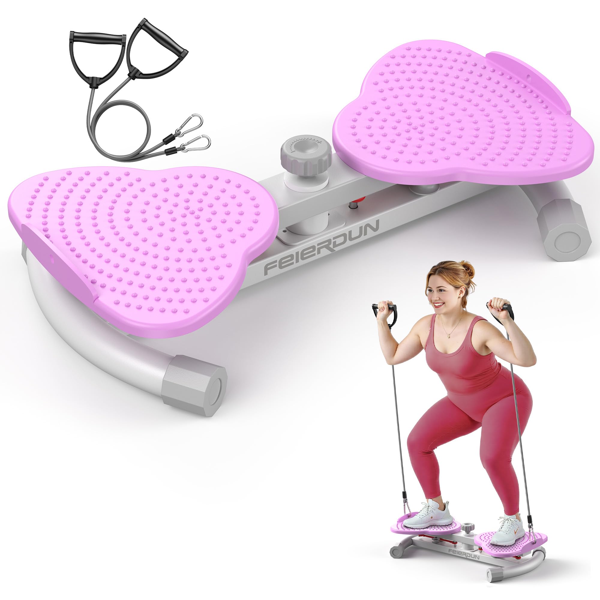 FEIERDUN Waist Twister Machine, Noiseless Ab Twister Board for Core Strength, Slim Waist and Toned Abs, Waist Twisting Machine for Home Gym Equipment for Women, 300 LBS Capacity, purple