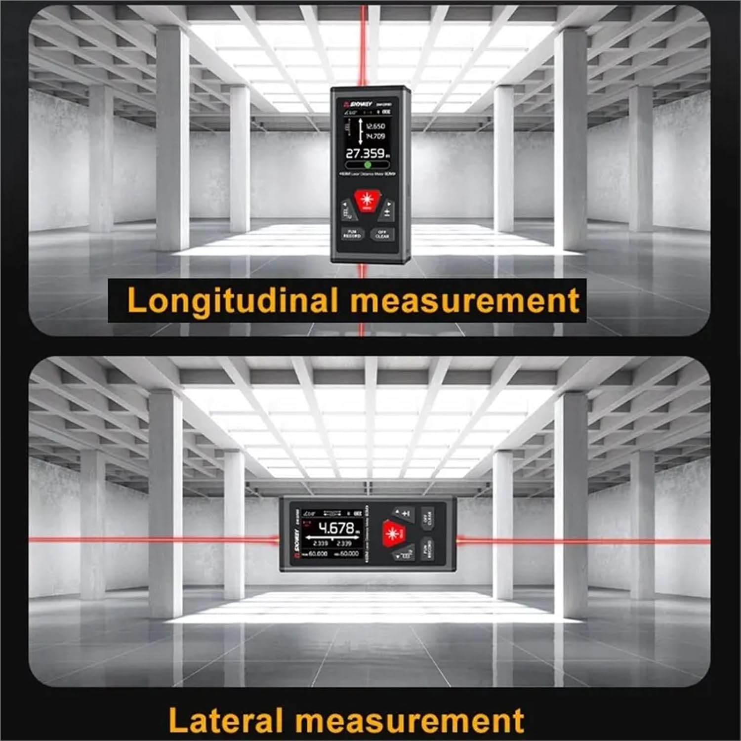 1Pcs Dual Rangefinder 60M/100 Bilateral Distance Meter with Electronic Angle Sensor,Rechargeable,Magnetism,M/in/Ft