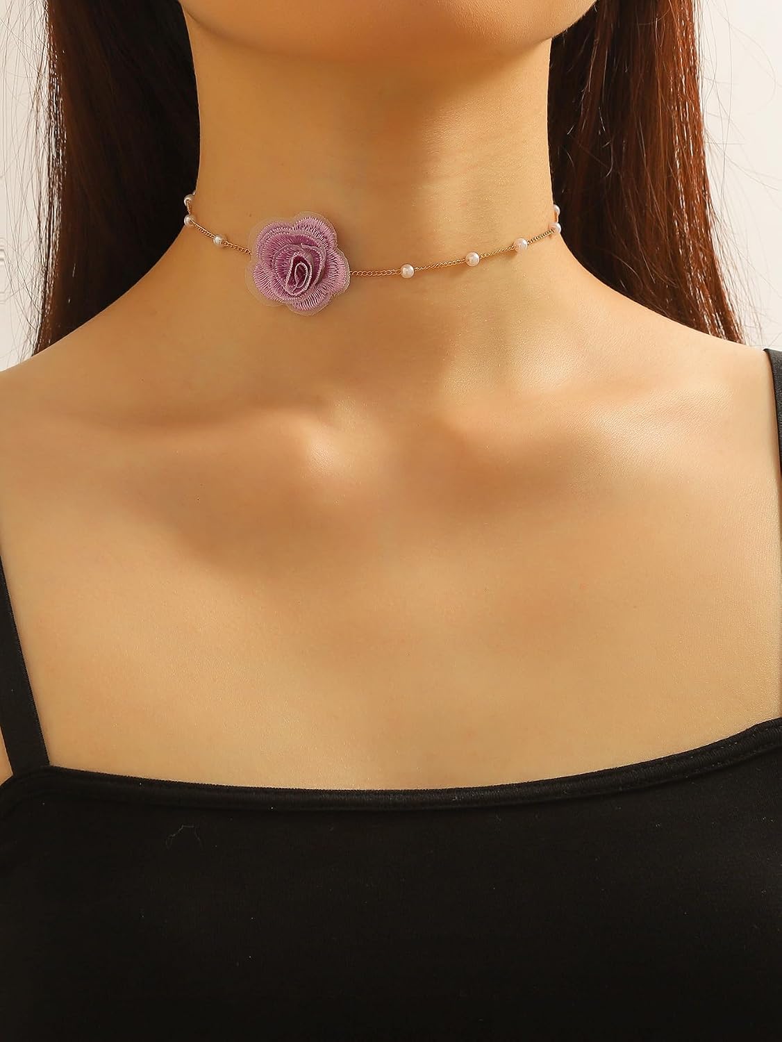 Flower Choker Necklaces For Women Vintage With Pearl Rose Necklaces Dainty Collar Flower Necklace Bridal Dancing Party Jewelry Accessories