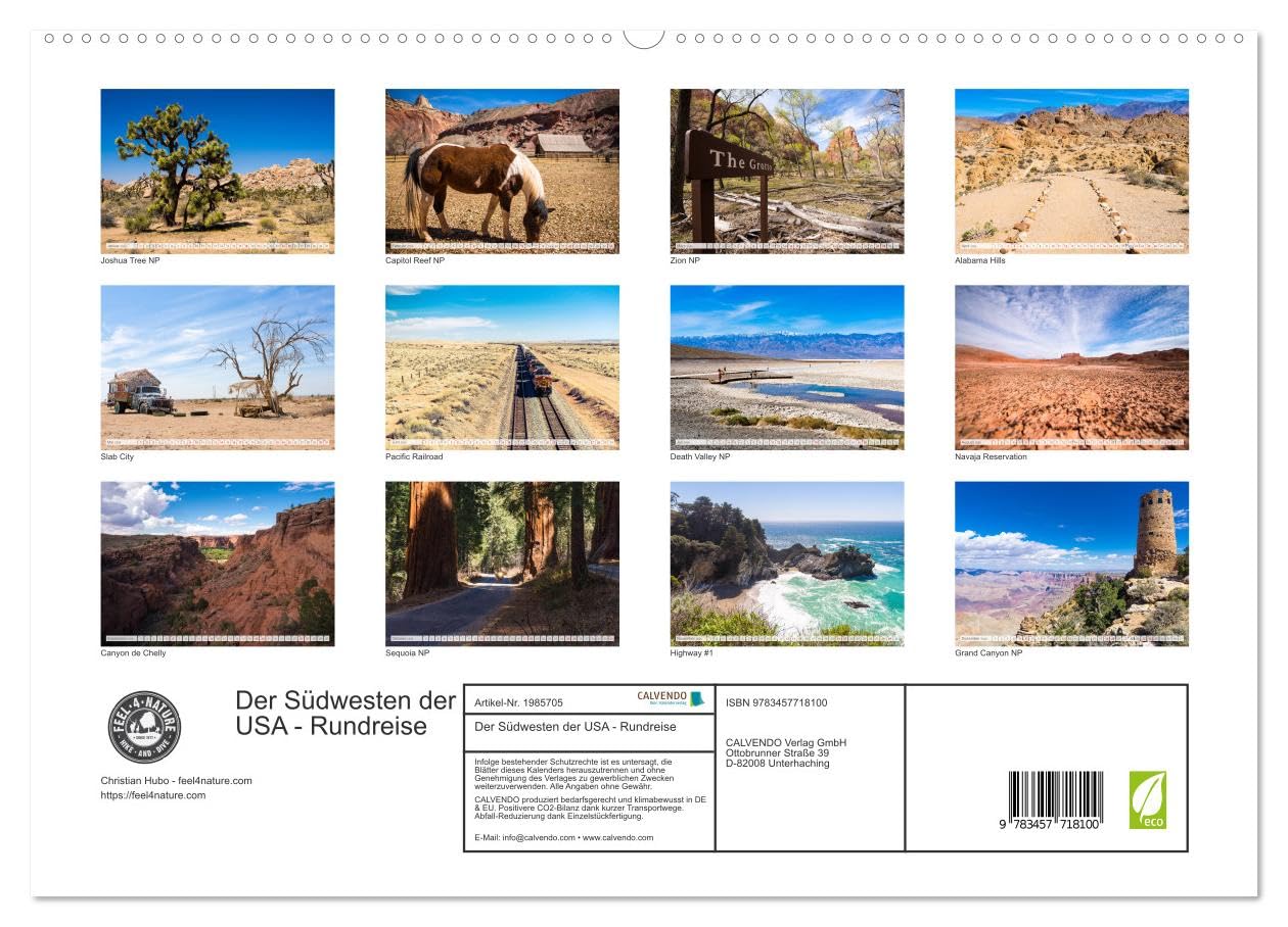 Der Südwesten der USA - Rundreise (hochwertiger Premium Wandkalender 2026 DIN A2 quer), Kunstdruck in Hochglanz: Rundreise durch die Nationalparks und ... im Südwesten der USA. (CALVENDO Orte)