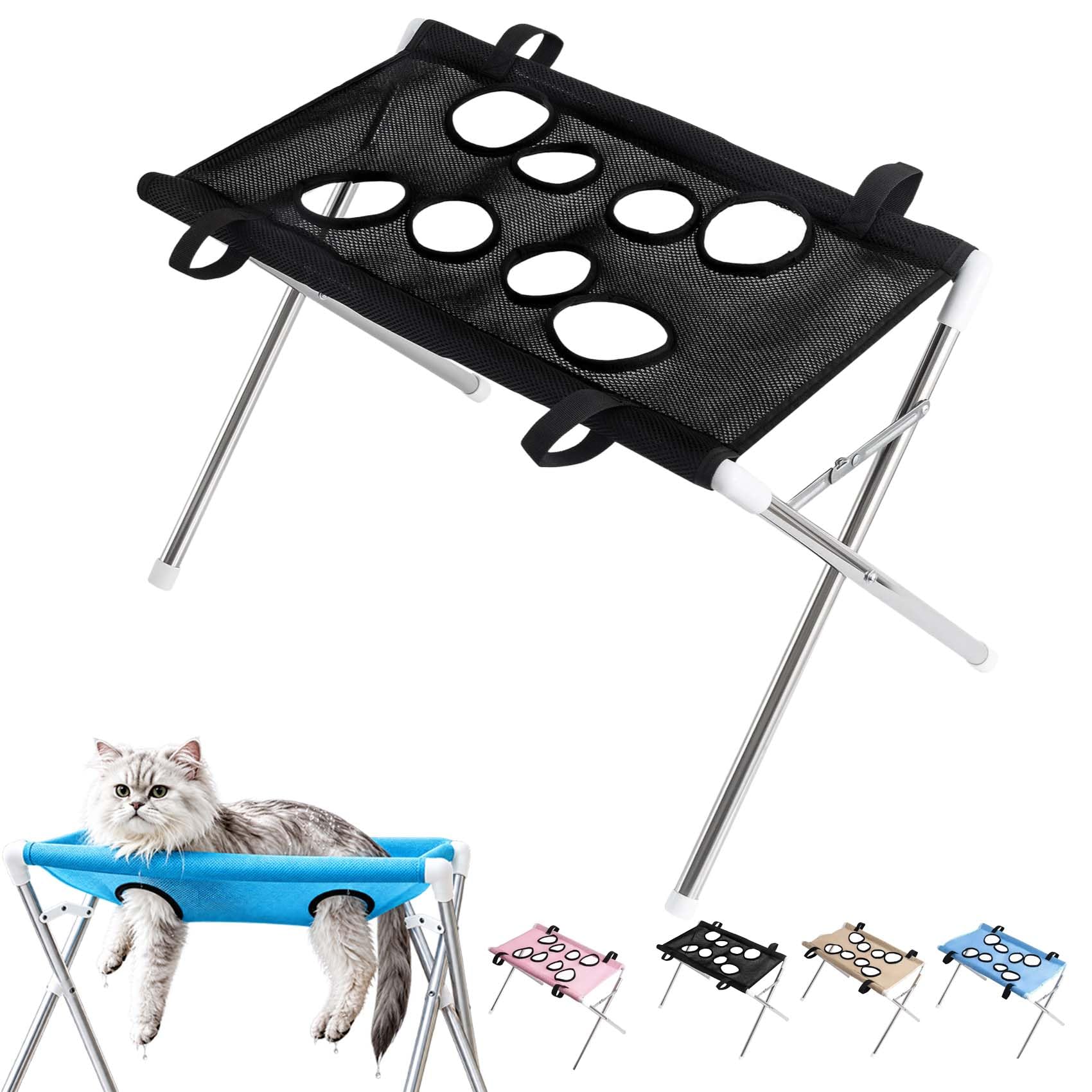 Leyof Pet Grooming Hammock Stand, 2027 Neu 2-In-1 Foldable Pet Grooming Bed, Dog Shower Hammock, Bissfeste HäNgematte, FüR Nageltrimmen, Baden, Hunde & Katzen (Schwarz)