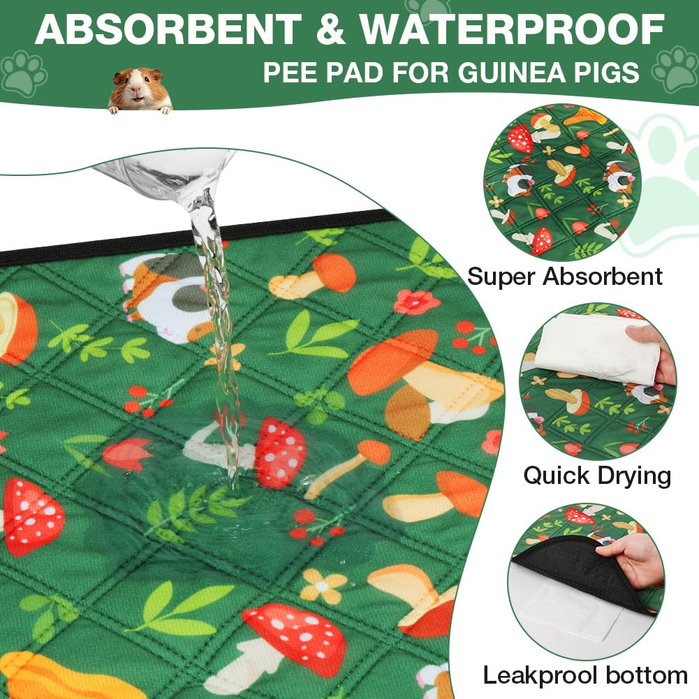 AUYAO 2PCS Tapis pour Cage de Cochons d'Inde 70x140cm Absorbant Lavable Réutilisable Anti-Fuites Fond Antidérapant