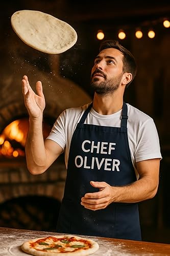 Miniatura 3 de LeWall Delantal personalizado  Logotipo de nombre personalizado para cocinar hornear y manualidades  Cuello ajustable, bolsillos delanteros, algodón