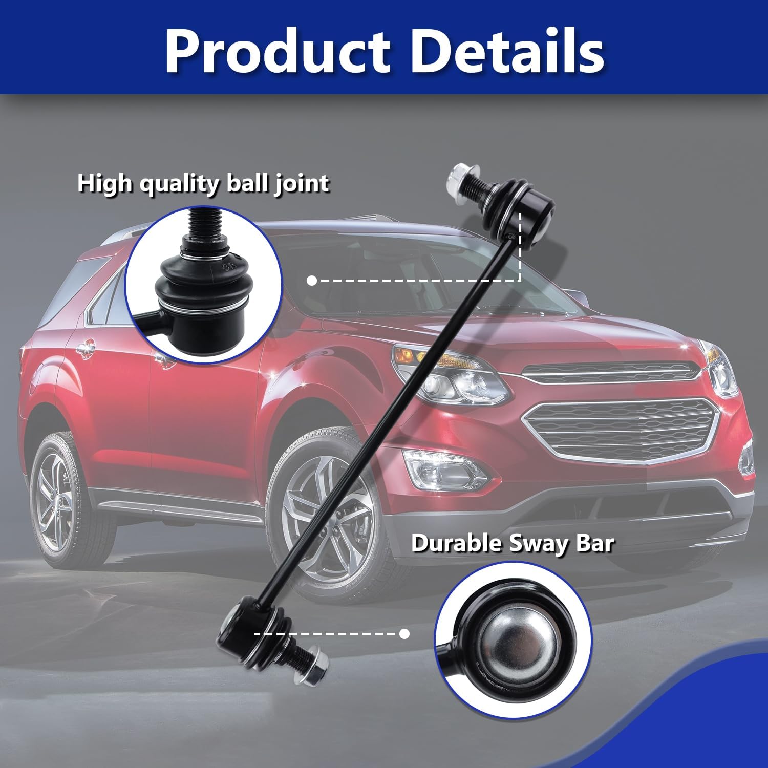 Front Sway Bar Link K750188 K750189, Stabilizer Bar End Link Kits Compatible with 12-14 Chevrolet Captiva Sport, 08-17 Equinox, 10-17 Gmc Terrain, 07-10 Vue Suzuki XL-7 Pontiac Torrent