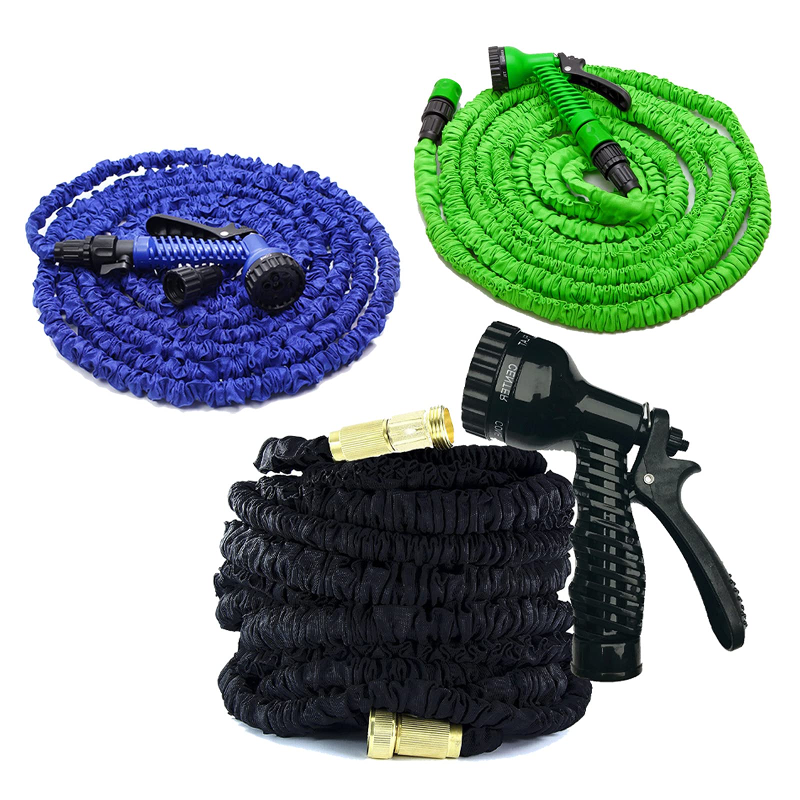 Garden Hose 75ft Expandable Hose Heavy Duty 3 Time Expandable Hose 7 Pattern High Pressure Water Spray Nozzle Flexible Leak-Proof Hose No Kink Tangle-Free Portable Pocket Water Hose 1 Year Guaranteed