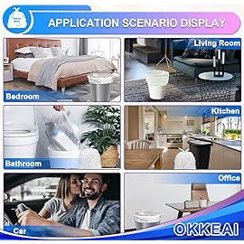OKKEAI Small Trash Bags -1.2 Gallon Garbage Bags 5 Liter Trash Bags Wastebasket Liners for Bathroom,Office,Translucent,120 Counts Fit 5L 1.2,1.5,2Gal