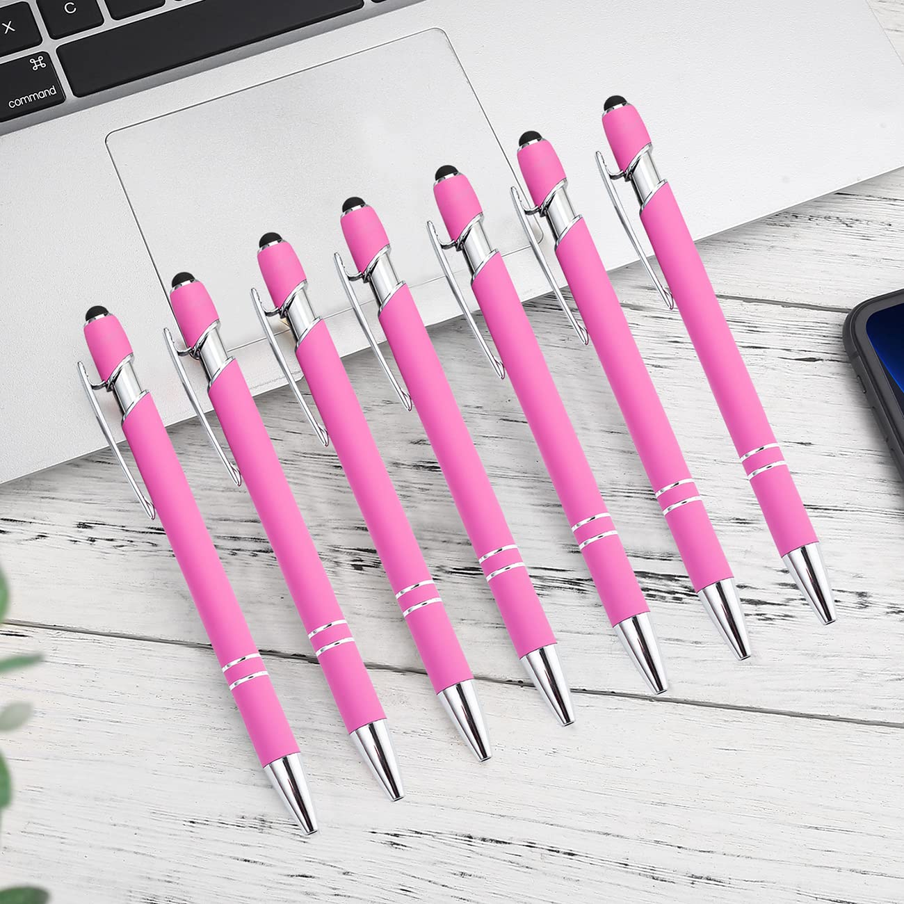 PASISIBICK 12 Pieces Pink Ballpoint Pen with Stylus Tip 2 in 1 Stylus Stylish Pen Premium Metal Stylus — view 3