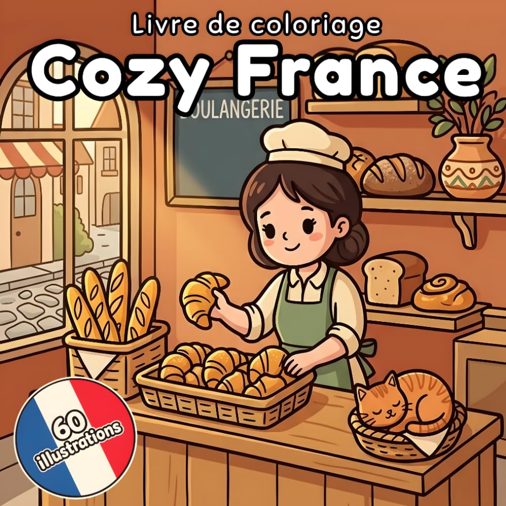 Coloriage Cozy France: 60 Scènes de Vie à la Française - Livre de Coloriage Adulte Anti-Stress et Détente, Dessins Bold & Easy pour Adultes et Ados