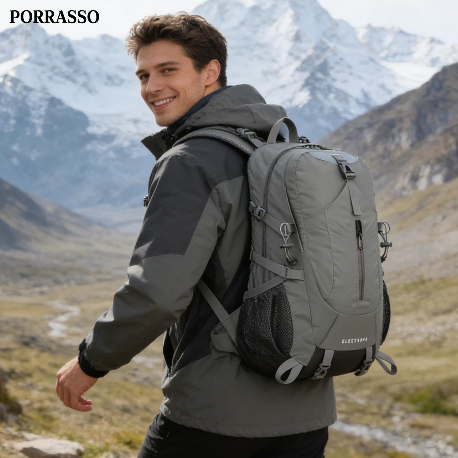Zaino da trekking impermeabile da 40 litri, resistente, leggero, riflettente, per donne, uomini, trekking, campeggio, passeggiate, arrampicata, viaggi, sport all'aria aperta