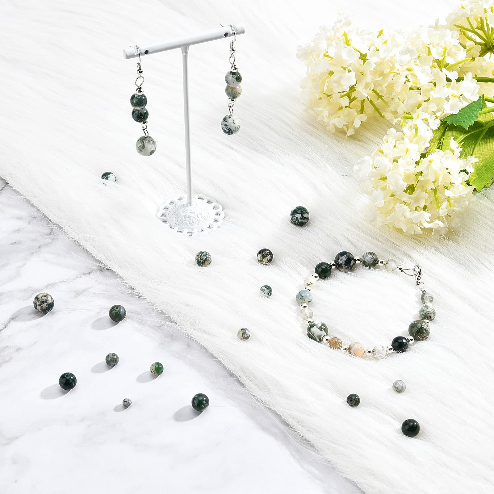 Lot De 30 Perles En Agate D'arbre Naturelle - Diamètre 4 Mm - Neuf