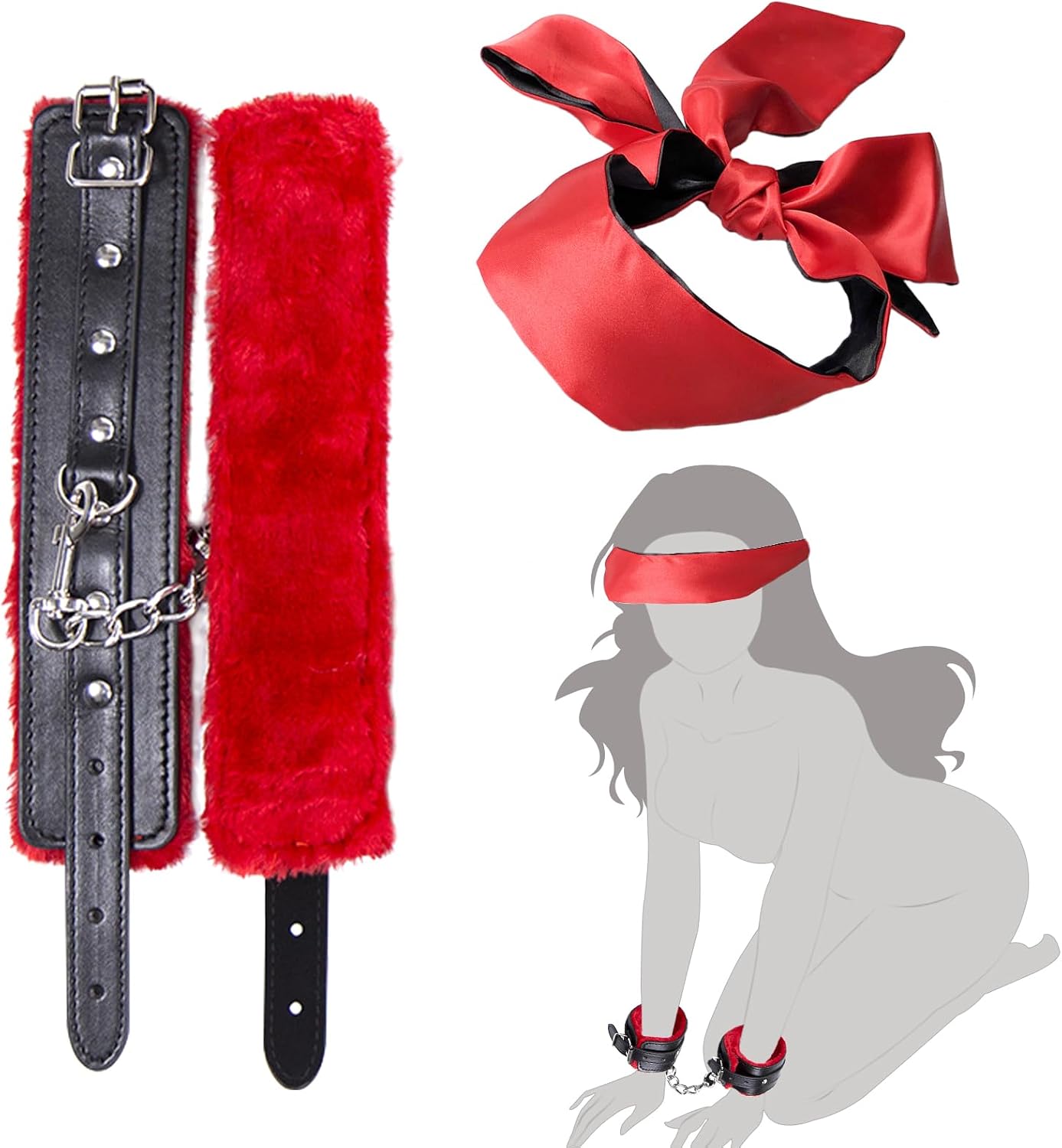 spielzeug für bett erwachsene BDSMJOY Handschellen Sex Bett mit Augenbinde Erotische,Bondageset