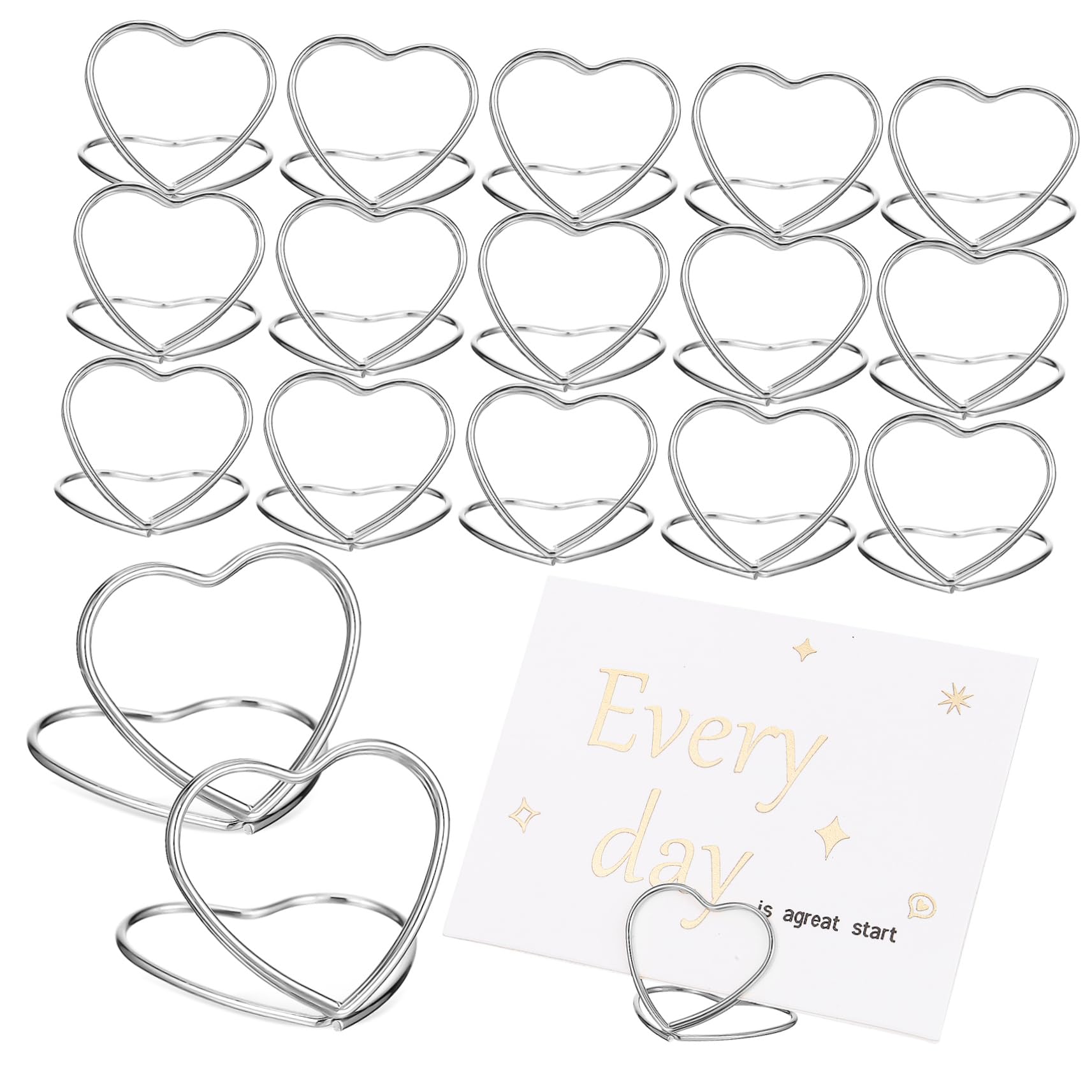 Cabilock 48pièces Porte-cartes Forme De Cœur Support De Table Élégant Pour Numéros De Mariage Photos Et Notes